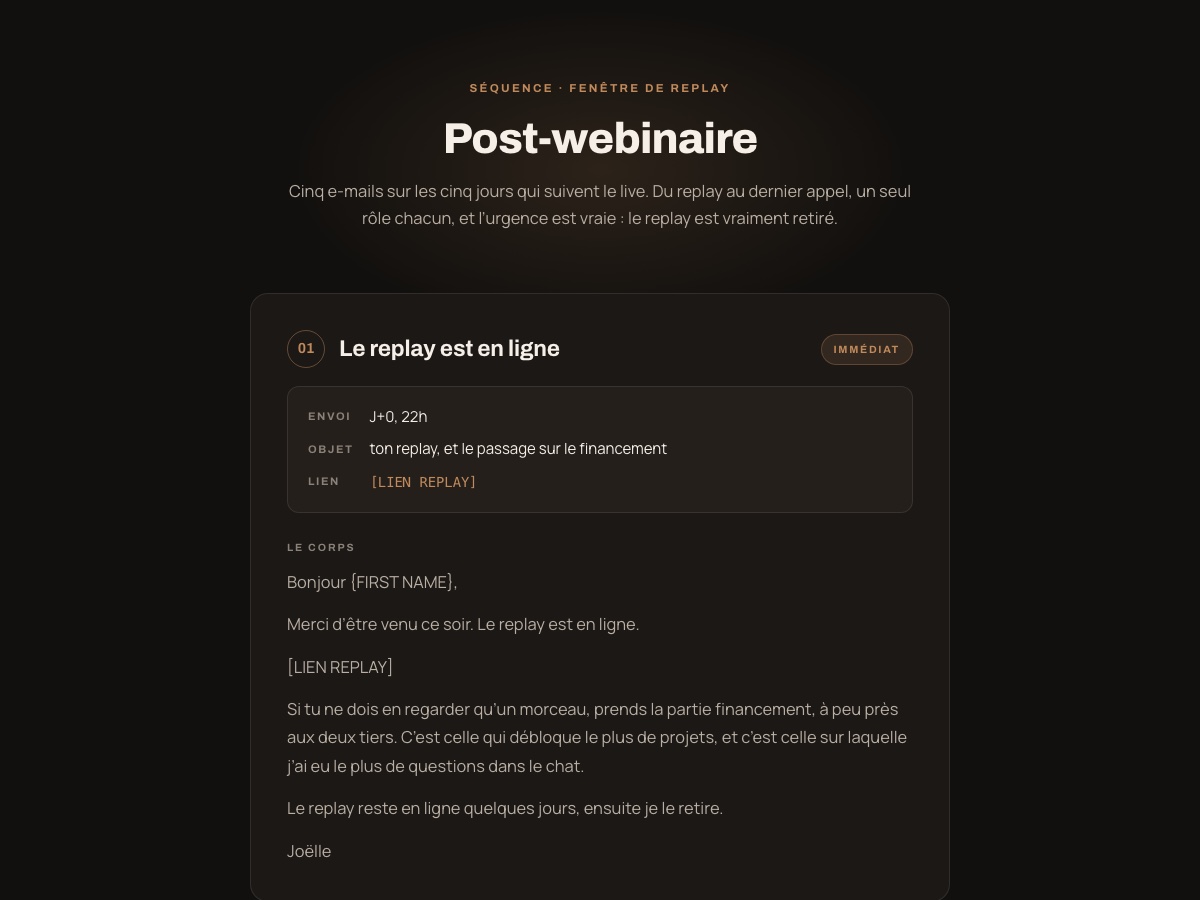 Aperçu de la séquence post-webinaire