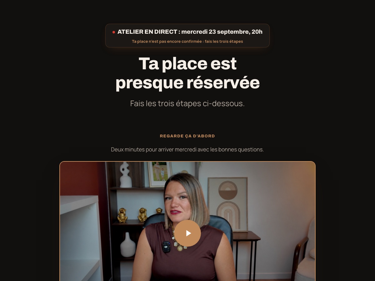 Aperçu de la page de confirmation